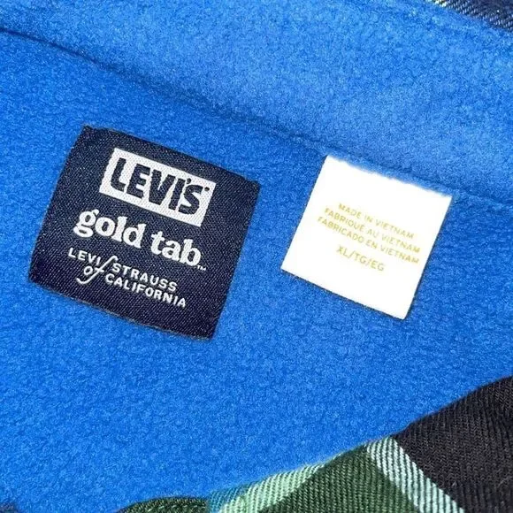 Levi’s Straus Men’s Unisex Gold Tab Jackson Plaid Shacket Size‎ XL Blue Green - Picture 6 of 10